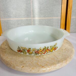 Anchor Hocking Fire King #429 Harvest Vegetables 9"Round‎ Casserole Dish vintage